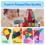 PicassoTiles Ensemble de 60 pièces 60 pièces tuiles de Construction aimantées Blocs de Construction 3D magnétiques clairs Planch