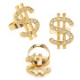 KarneLux Dollar Accessoires Lot de 3 – Années 80 – Accessoires hip hop gangster pour homme – Lunettes, bague et lunettes de sole