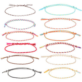 Auidy_6TXD Lot de 20 bracelets d'amitié tressés à la main pour femmes et filles - Multicolores - Fines cordes tissées