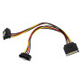 Baolongking Lot de 3 câbles d'alimentation SATA 15 broches mâles vers 2 x SATA 15 broches femelle angle vers le bas