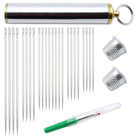 DXLing 24 PCS Aiguilles Auto-Filetage Kit D'aiguilles à Coudre Automatique Aiguilles À Broder Enfiler Facilement avec Étui à Aig