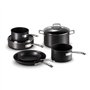 LE CREUSET Batterie de cuisine antiadhésive trempée, 6 pièces avec 4 couvercles en verre, idéale pour tous les fours et cuisiniè