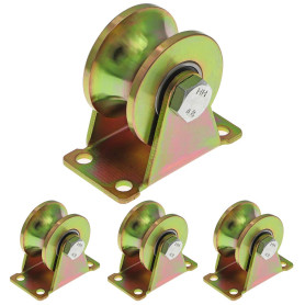 Skelang Lot de 4 roulettes de portail rigides en U Groove de 50 mm pour rail inversé