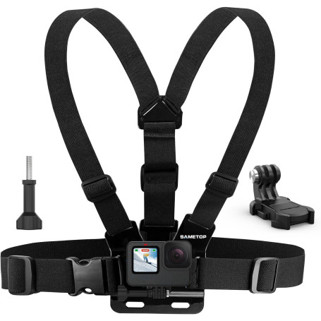 Sametop Harnais de Poitrine Fixation Chesty Sangle Compatible avec GoPro Hero 13 12 11 10 9 8 7 6 5 Session Max DJI Osmo Camras