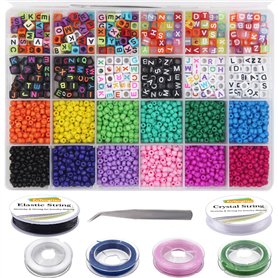 EuTengHao Lot de 4027 petites perles en verre pour fabrication de bracelets avec cordon coloré 4 mm