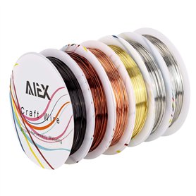 AIEX 6 Rouleaux 26 Calibre Fil de fer Cable Metallique Bijoux en Cuivre pour L'artisanat