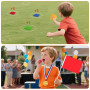 Vylyciy Ensemble de Sports Day Jeux, 4-in-1 Jeux Exterieur Enfant Kit, Course en Sac, Course à 3 Pattes, Course Aux Oeufs-avec M