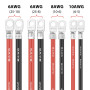 BONATECH Ligne de câble de batterie flexible en caoutchouc de silicone rouge et noir de 50 cm 6 AWG 8 AWG 10 AWG avec bornes à a