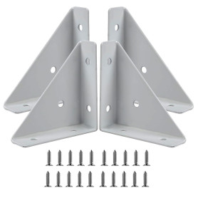 Lot de 4 Équerres d'Angle pour Lit/Bureau - Support de Fixation Triangulaire Blanc - Connecteur Solide pour Bord de Lit et Meubl