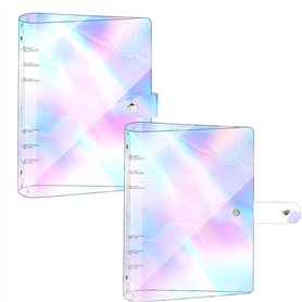 2 Pcs Couverture de Reliure A5 à 6 Anneaux Couverture de Protection pour Carnet de Notes A5 PVC Souple Transparent Rechargeable
