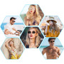Fumanduo 2 Sets Lunettes de Soleil Femme en Forme de Nuage, Lunettes de Soleil Hippie, Lunettes de Soleil Sans Monture, Lunette 