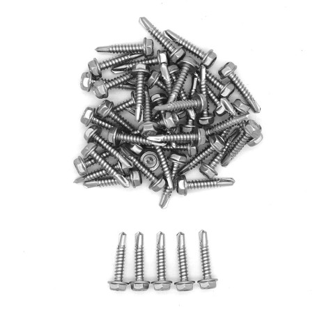 NUZAMAS Lot de 50 vis auto-perceuses en acier inoxydable 304 avec rondelle pour bois