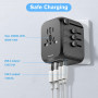 Carehabi Adaptateur Prise Universelle 25W,Adaptateur de Prise International avec 2 USB et 2 USB C,Adaptateur Prise Universelle p