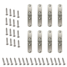 Lot de 8 petites charnières pliables à 180 degrés en acier inoxydable avec 32 vis pour table pliante