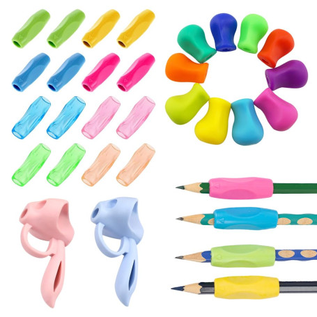 LPAMABA 28 PCS Set Guide Doigts Ecriture Enfant Silicone Apprendre a Ecrire Silicone Guide Doigts Ecriture Enfant Stylo Multicol