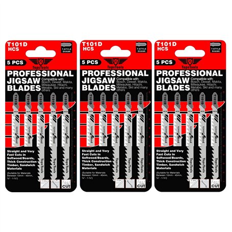 15 x TopsTools T101D lames de scie sauteuse à coupe nette et rapide compatibles avec Bosch Dewalt Makita Milwaukee et bien d'aut