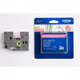 Ruban BROTHER - TZEMQP35 - 12mm Blanc sur fond Rose - Qt 1 15,99 €