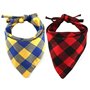 CHUKCHI Lot de 4 Bandanas à Carreaux pour Chien - Mouchoirs réglables Foulard Lavable Bandana réversible en Coton avec Corde Con