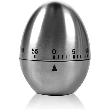 Minuterie de cuisine mécanique en acier inoxydable en forme d'oeuf Jusqu'à 60 minutes pour faire bouillir des œufs et plus - Cui
