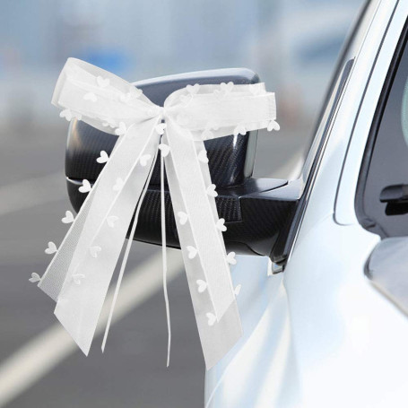 Favengo 30 Pièces Noeud Voiture Mariage Blanc Décoration de Voiture de Mariage De Mariage Nœuds pour Satin Ruban Voiture Mariage