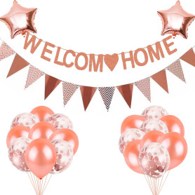HCRXVV Lot de 22 Guirlandes de Bienvenue - Décoration de Ballon Avec Bannière - Pour Inauguration de Crémaillère