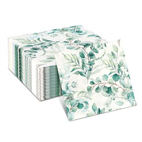 80 Serviettes En Papier D'eucalyptus Jetables Pour Mariage