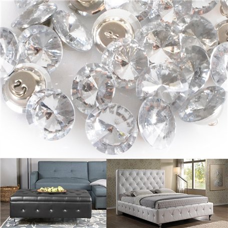 GOTOTOP 50pcs Bouton Rond Cristaux artificiels Meubles Bouton Chaise canapé tête de lit décorer Bouton (25mm)