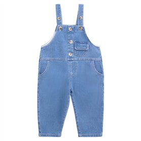 Bébé Tout-petit Garçon Fille Salopette Denim de Base Combinaison Coton Pantalon en Jean avec Bretelles - Bleu Classique Uni Jean