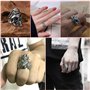 Ajustable Argent Reglable Ouverte Vintage Hip Hop Idee Cadeau Original pour Petit Ami
