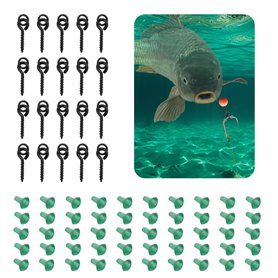FuxFuis 20 PCS Vis Appat Carpe et 50 PCS Bouchon Hameçon