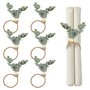 6 Pièces Rond de Serviette de Table Noel avec Vert Les Feuilles