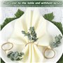 6 Pièces Rond de Serviette de Table Noel avec Vert Les Feuilles, Ferme Rurale Bohème Rond de Serviette Noel, Rond de Serviette d