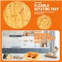 CAREDGO Plateau de Service Rotatif en Bambou, Plateau Tournant en Bambou Assiette de Service Tournante 360° Plateau Tournant en 