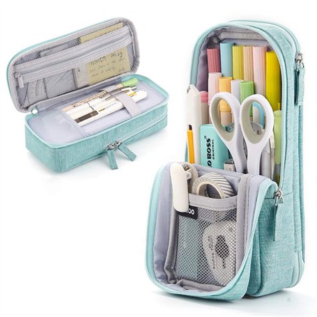 iSuperb Trousses Scolaire Debout Sac de Papeterie Trousse Pliante Grande Plumier Papeterie Pouch Téléphone Portable Support Stan