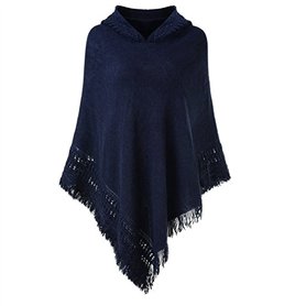 SULISHI Élégant Poncho à Capuche avec Franges
