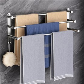 Porte-serviettes sans perçage 80 cm - Porte-serviettes - Porte-serviettes - Argenté - Accessoire de salle de bain - Autocollant