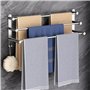 Porte-serviettes sans perçage 80 cm - Porte-serviettes - Porte-serviettes - Argenté - Accessoire de salle de bain - Autocollant