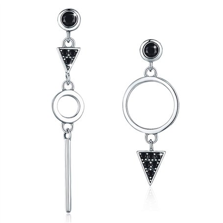 Boucles d'oreilles pendantes géométriques Halo - Argent sterling 925 - Boucles d'oreilles pendantes en forme de goutte longue av