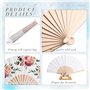 2 Pièces Éventail en Bois Éventails Pliables à Main en Tissu Ventilateurs de Poche Éventail d’Artisanat Cadeau d’Éventail avec C