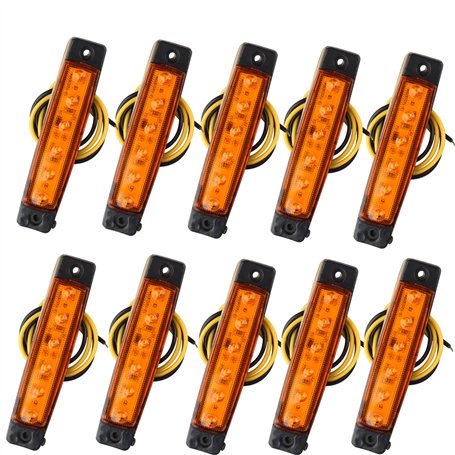 Futheda Lot de 10 Feux de Position latéraux LED de 12 V 6 SMD - Feux de Position Avant et arrière pour remorque