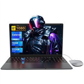 PINSTONE 15.6’’ PC Portable 16Go RAM LPDDR4 512 Go SSD Ordinateur Portable Celeron N5095 Processeur Laptop Computer Touch ID Blu