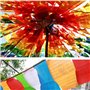 BUYGOO 2 PCS Chaînes de drapeaux de prière bouddhistes de 7M Fanions bouddhistes tibétains (35.5 x 35.5cm) Décoration extérieure