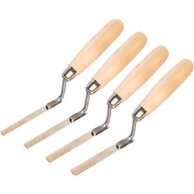 Lot de 4 truelles pointeuses plates en acier inoxydable avec manche en bois (1