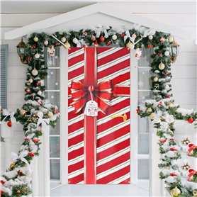 ADERTOS Couverture de Fond de Porte de Noël 200 * 90CM Bannière de Porte Rouge Couverture de Porte Joyeux Noël Décor de Noël Rou