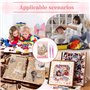 Noaxylic 20 Pièces 3 20 Pièces 3D Miniature Scene Stickers Set, Autocollants de Scène avec pincettes，Autocollants 3D，House Stick