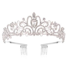Voarge Bridal Tiara - Diadème en cristal avec strass - Pour femme - Couronne avec Peigne - Bandeau