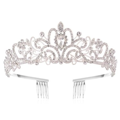 Voarge Bridal Tiara - Diadème en cristal avec strass - Pour femme - Couronne avec Peigne - Bandeau