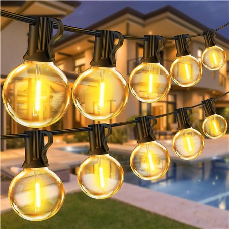 Vanranger Guirlande Lumineuse Exterieur Led 45M: G40 Guirlandes Guinguette Exterieure 150FT IP44 Étanche Ampoule pour Jardin Ter