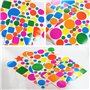 SamHeng 655 Pièces Autocollants Colorés en Formes Géométriques, 13mm-74mm Rectangle Triangle Carré Étoile Ronds Gommettes Autoco