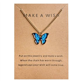 wojonifuiliy Chaîne bohème papillon pour femme - Collier pour femme - Charme vintage - Chaîne animal - Pendentif clavicule - Col